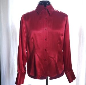 Bob Mackie Studio - Red Long Sleeve Silk Blouse